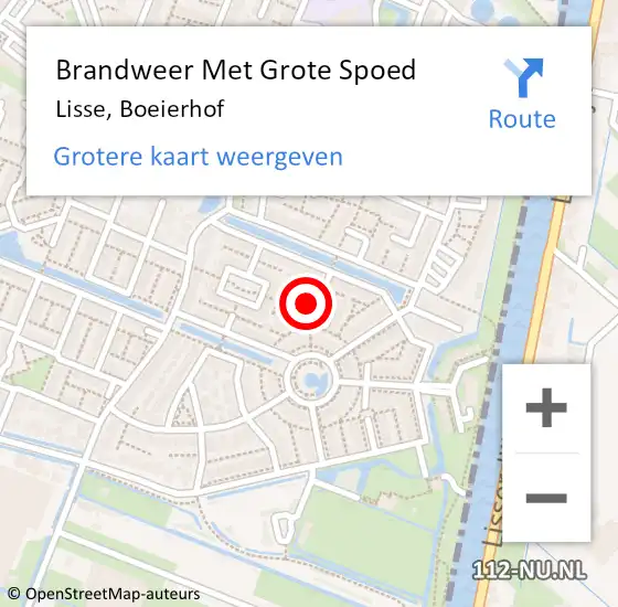 Locatie op kaart van de 112 melding: Brandweer Met Grote Spoed Naar Lisse, Boeierhof op 21 januari 2022 15:09