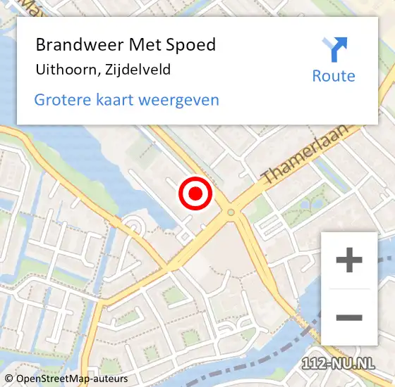 Locatie op kaart van de 112 melding: Brandweer Met Spoed Naar Uithoorn, Zijdelveld op 21 januari 2022 15:46