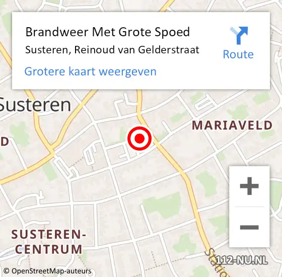 Locatie op kaart van de 112 melding: Brandweer Met Grote Spoed Naar Susteren, Reinoud van Gelderstraat op 21 januari 2022 15:48