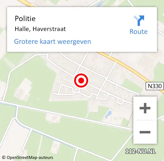 Locatie op kaart van de 112 melding: Politie Halle, Haverstraat op 21 januari 2022 15:56