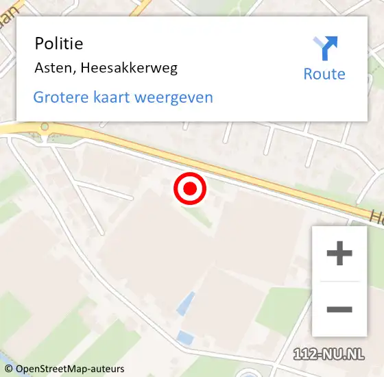 Locatie op kaart van de 112 melding: Politie Asten, Heesakkerweg op 21 januari 2022 16:10