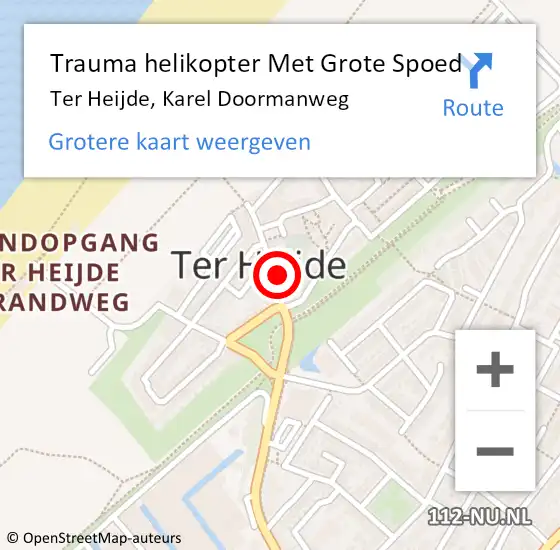 Locatie op kaart van de 112 melding: Trauma helikopter Met Grote Spoed Naar Ter Heijde, Karel Doormanweg op 21 januari 2022 16:17