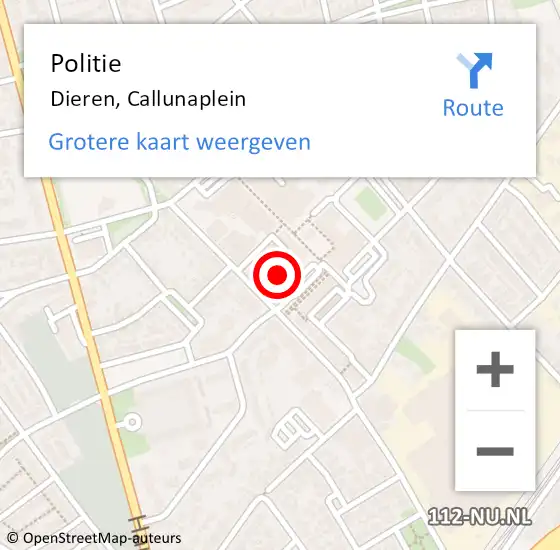 Locatie op kaart van de 112 melding: Politie Dieren, Callunaplein op 21 januari 2022 16:28