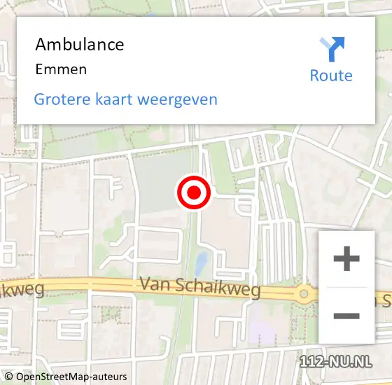Locatie op kaart van de 112 melding: Ambulance Emmen op 21 januari 2022 16:29