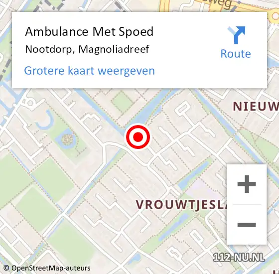 Locatie op kaart van de 112 melding: Ambulance Met Spoed Naar Nootdorp, Magnoliadreef op 21 januari 2022 16:32