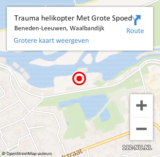 Locatie op kaart van de 112 melding: Trauma helikopter Met Grote Spoed Naar Beneden-Leeuwen, Waalbandijk op 21 januari 2022 16:54