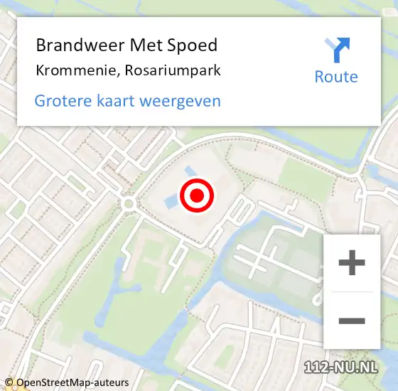 Locatie op kaart van de 112 melding: Brandweer Met Spoed Naar Krommenie, Rosariumpark op 21 januari 2022 17:07