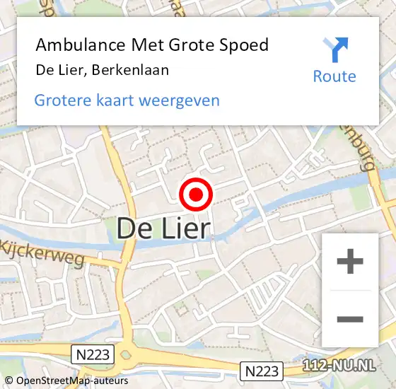 Locatie op kaart van de 112 melding: Ambulance Met Grote Spoed Naar De Lier, Berkenlaan op 21 januari 2022 17:18