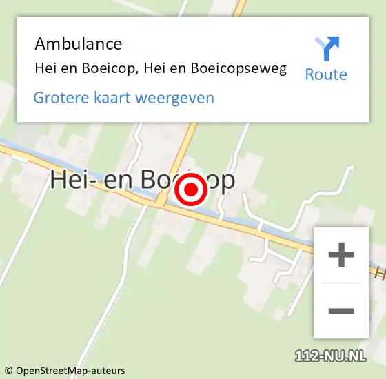 Locatie op kaart van de 112 melding: Ambulance Hei en Boeicop, Hei en Boeicopseweg op 6 juli 2014 00:08