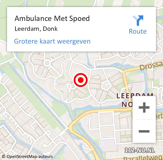 Locatie op kaart van de 112 melding: Ambulance Met Spoed Naar Leerdam, Donk op 21 januari 2022 18:19