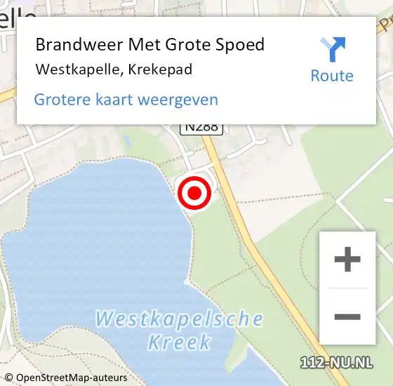 Locatie op kaart van de 112 melding: Brandweer Met Grote Spoed Naar Westkapelle, Krekepad op 21 januari 2022 18:22