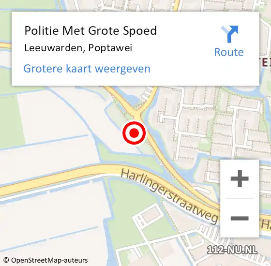 Locatie op kaart van de 112 melding: Politie Met Grote Spoed Naar Leeuwarden, Poptawei op 21 januari 2022 18:35