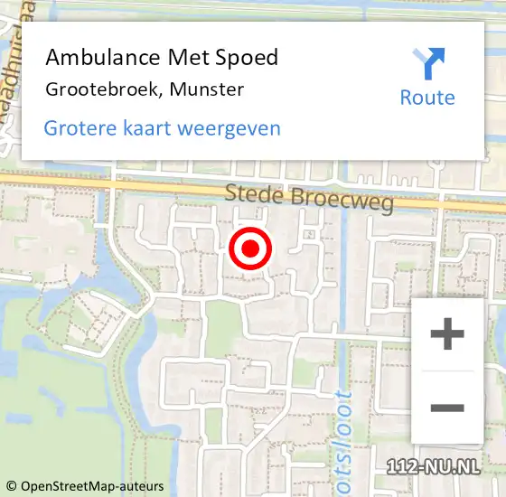 Locatie op kaart van de 112 melding: Ambulance Met Spoed Naar Grootebroek, Munster op 21 januari 2022 18:50