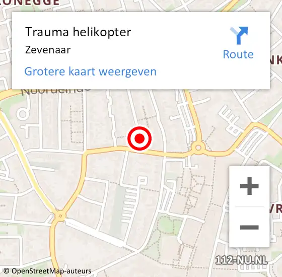 Locatie op kaart van de 112 melding: Trauma helikopter Zevenaar op 21 januari 2022 18:53