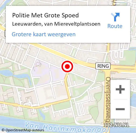 Locatie op kaart van de 112 melding: Politie Met Grote Spoed Naar Leeuwarden, van Miereveltplantsoen op 21 januari 2022 19:25