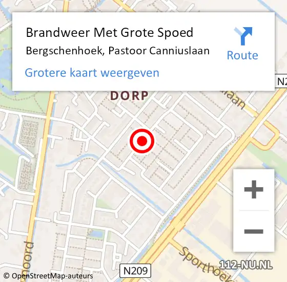 Locatie op kaart van de 112 melding: Brandweer Met Grote Spoed Naar Bergschenhoek, Pastoor Canniuslaan op 21 januari 2022 19:35