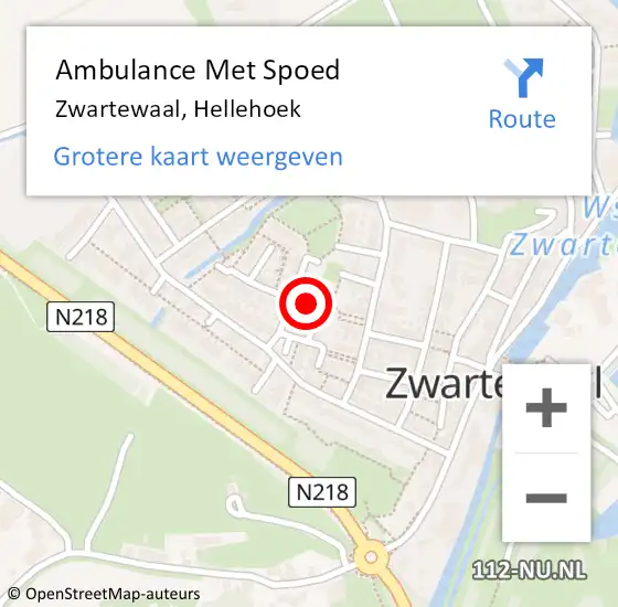 Locatie op kaart van de 112 melding: Ambulance Met Spoed Naar Zwartewaal, Hellehoek op 21 januari 2022 19:48