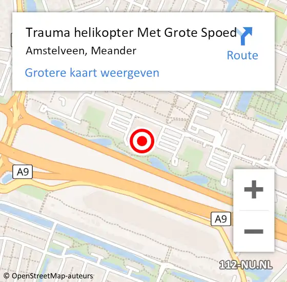 Locatie op kaart van de 112 melding: Trauma helikopter Met Grote Spoed Naar Amstelveen, Meander op 21 januari 2022 19:50