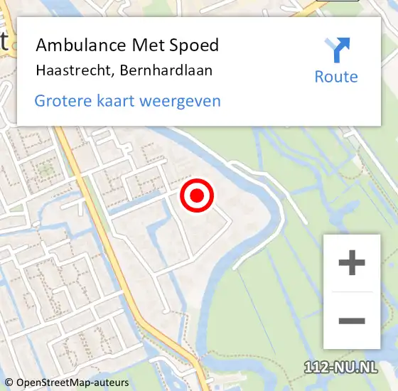 Locatie op kaart van de 112 melding: Ambulance Met Spoed Naar Haastrecht, Bernhardlaan op 21 januari 2022 20:36