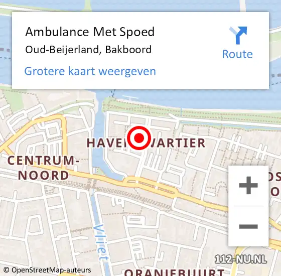 Locatie op kaart van de 112 melding: Ambulance Met Spoed Naar Oud-Beijerland, Bakboord op 21 januari 2022 20:48