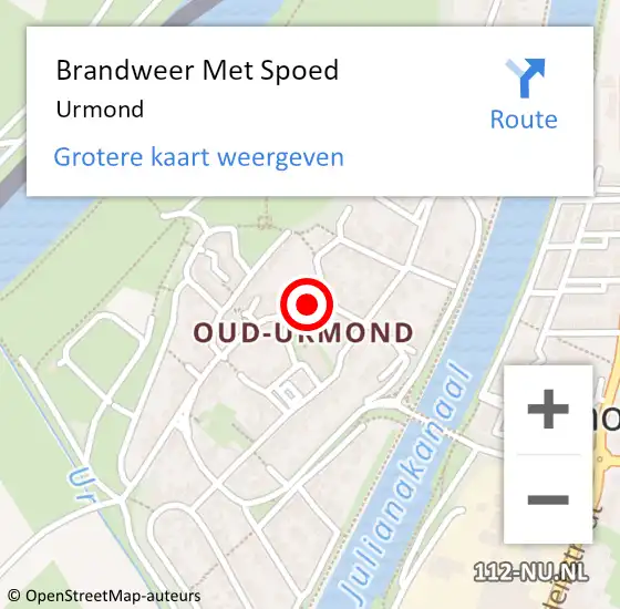 Locatie op kaart van de 112 melding: Brandweer Met Spoed Naar Urmond op 21 januari 2022 20:52