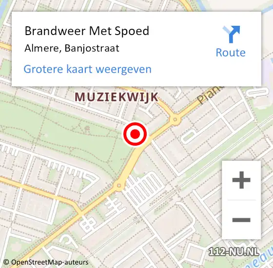 Locatie op kaart van de 112 melding: Brandweer Met Spoed Naar Almere, Banjostraat op 21 januari 2022 21:05