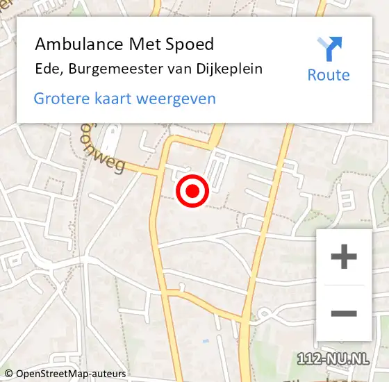 Locatie op kaart van de 112 melding: Ambulance Met Spoed Naar Ede, Burgemeester van Dijkeplein op 21 januari 2022 21:25