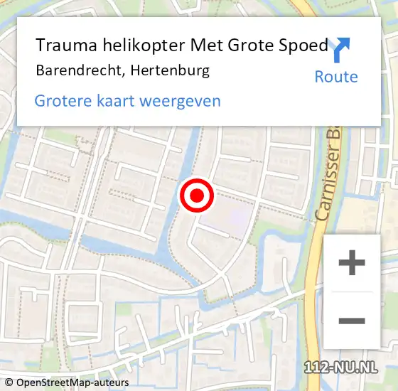 Locatie op kaart van de 112 melding: Trauma helikopter Met Grote Spoed Naar Barendrecht, Hertenburg op 21 januari 2022 21:56