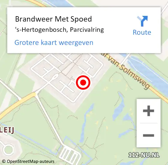 Locatie op kaart van de 112 melding: Brandweer Met Spoed Naar 's-Hertogenbosch, Parcivalring op 21 januari 2022 22:11