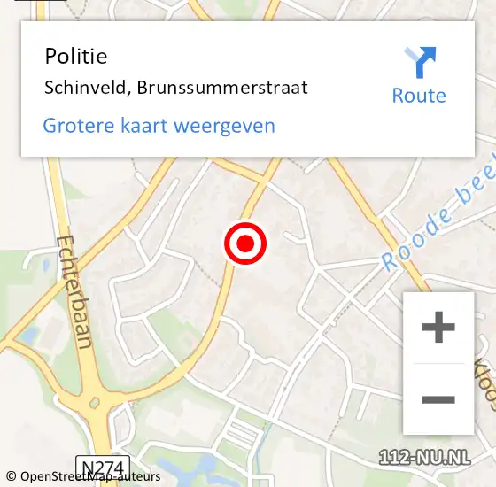 Locatie op kaart van de 112 melding: Politie Schinveld, Brunssummerstraat op 21 januari 2022 22:15