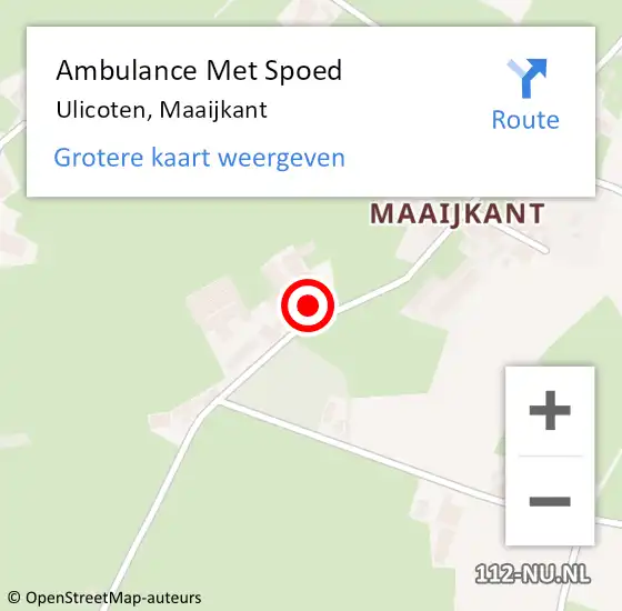 Locatie op kaart van de 112 melding: Ambulance Met Spoed Naar Ulicoten, Maaijkant op 6 juli 2014 00:46