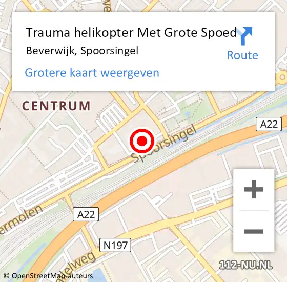 Locatie op kaart van de 112 melding: Trauma helikopter Met Grote Spoed Naar Beverwijk, Spoorsingel op 21 januari 2022 22:55