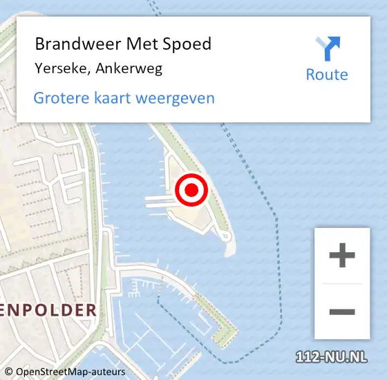 Locatie op kaart van de 112 melding: Brandweer Met Spoed Naar Yerseke, Ankerweg op 21 januari 2022 23:21
