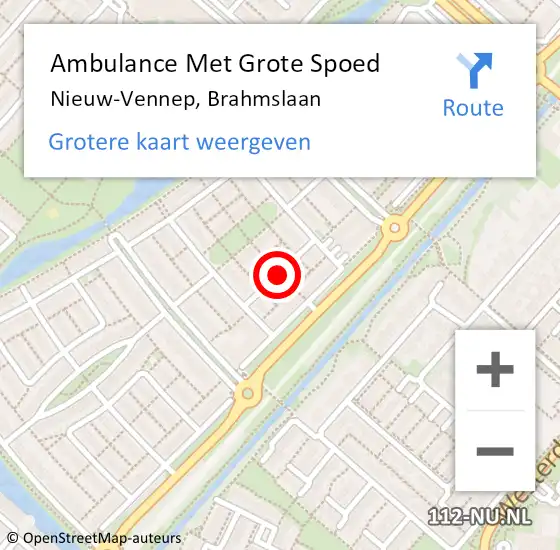 Locatie op kaart van de 112 melding: Ambulance Met Grote Spoed Naar Nieuw-Vennep, Brahmslaan op 21 januari 2022 23:22