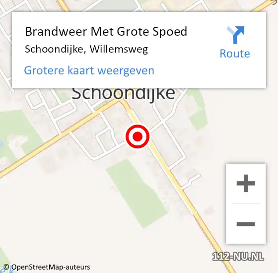 Locatie op kaart van de 112 melding: Brandweer Met Grote Spoed Naar Schoondijke, Willemsweg op 21 januari 2022 23:34