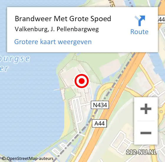 Locatie op kaart van de 112 melding: Brandweer Met Grote Spoed Naar Valkenburg, J. Pellenbargweg op 21 januari 2022 23:42