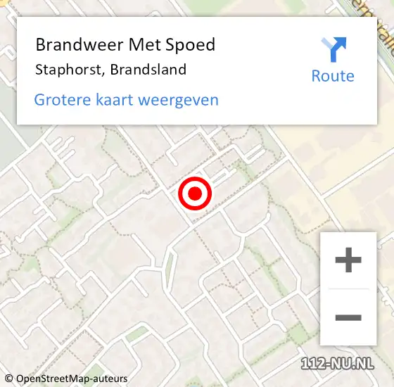 Locatie op kaart van de 112 melding: Brandweer Met Spoed Naar Staphorst, Brandsland op 21 januari 2022 23:50