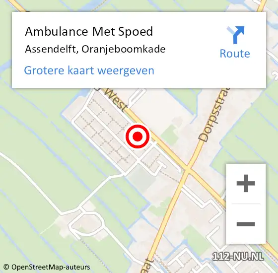 Locatie op kaart van de 112 melding: Ambulance Met Spoed Naar Assendelft, Oranjeboomkade op 22 januari 2022 00:53