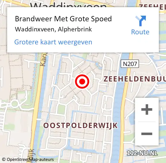 Locatie op kaart van de 112 melding: Brandweer Met Grote Spoed Naar Waddinxveen, Alpherbrink op 22 januari 2022 01:02