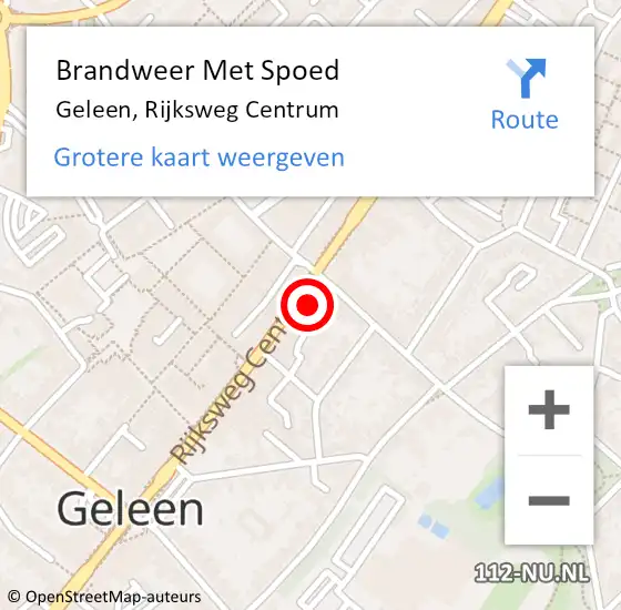 Locatie op kaart van de 112 melding: Brandweer Met Spoed Naar Geleen, Rijksweg Centrum op 22 januari 2022 01:14