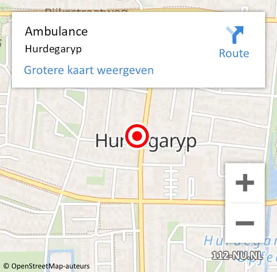 Locatie op kaart van de 112 melding: Ambulance Hurdegaryp op 22 januari 2022 01:22