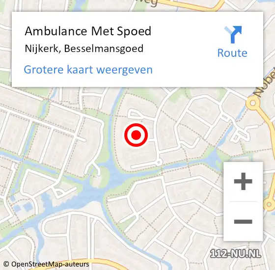 Locatie op kaart van de 112 melding: Ambulance Met Spoed Naar Nijkerk, Besselmansgoed op 22 januari 2022 01:34