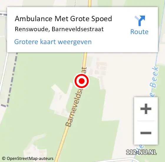 Locatie op kaart van de 112 melding: Ambulance Met Grote Spoed Naar Renswoude, Barneveldsestraat op 6 juli 2014 01:00