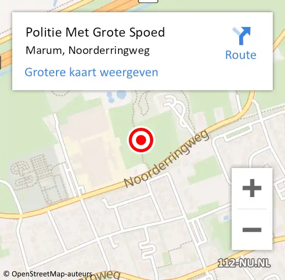 Locatie op kaart van de 112 melding: Politie Met Grote Spoed Naar Marum, Noorderringweg op 22 januari 2022 02:21