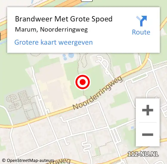 Locatie op kaart van de 112 melding: Brandweer Met Grote Spoed Naar Marum, Noorderringweg op 22 januari 2022 02:21