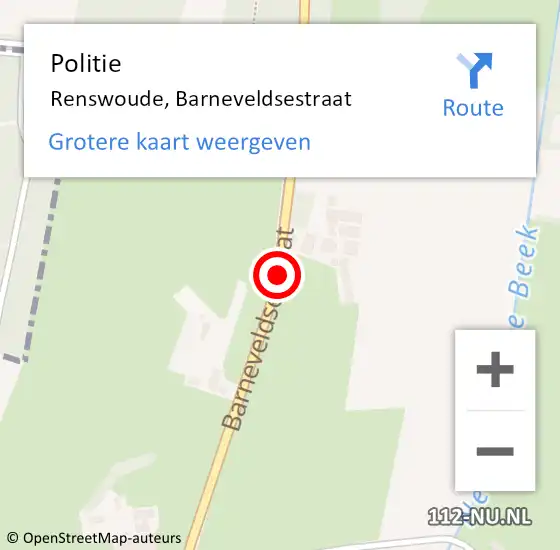 Locatie op kaart van de 112 melding: Politie Renswoude, Barneveldsestraat op 6 juli 2014 01:00