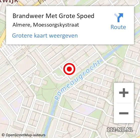 Locatie op kaart van de 112 melding: Brandweer Met Grote Spoed Naar Almere, Moessorgskystraat op 22 januari 2022 02:38