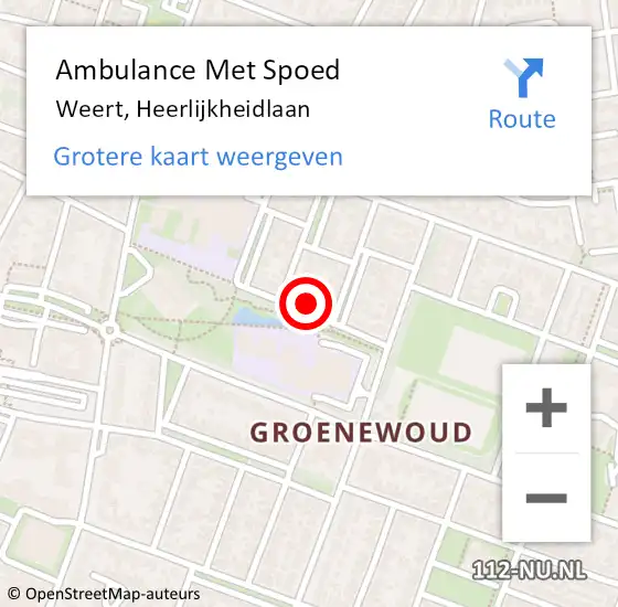 Locatie op kaart van de 112 melding: Ambulance Met Spoed Naar Weert, Heerlijkheidlaan op 22 januari 2022 03:12