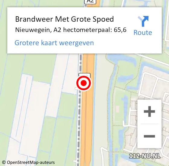 Locatie op kaart van de 112 melding: Brandweer Met Grote Spoed Naar Nieuwegein, A2 hectometerpaal: 65,6 op 22 januari 2022 03:48