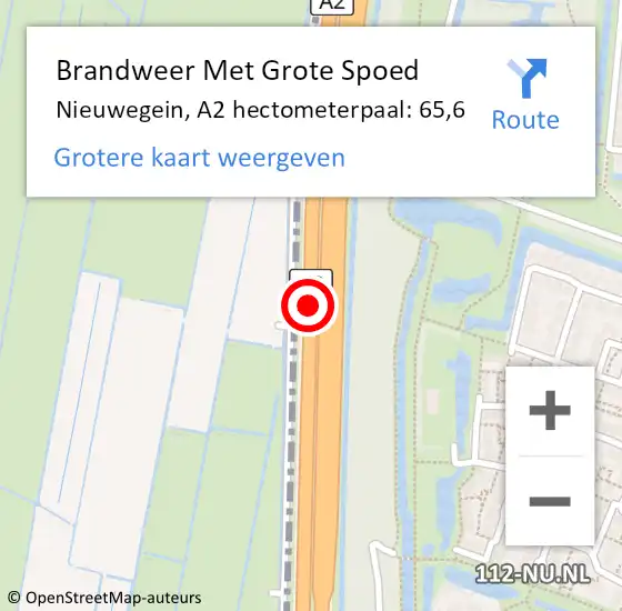 Locatie op kaart van de 112 melding: Brandweer Met Grote Spoed Naar Nieuwegein, A2 hectometerpaal: 65,6 op 22 januari 2022 03:53